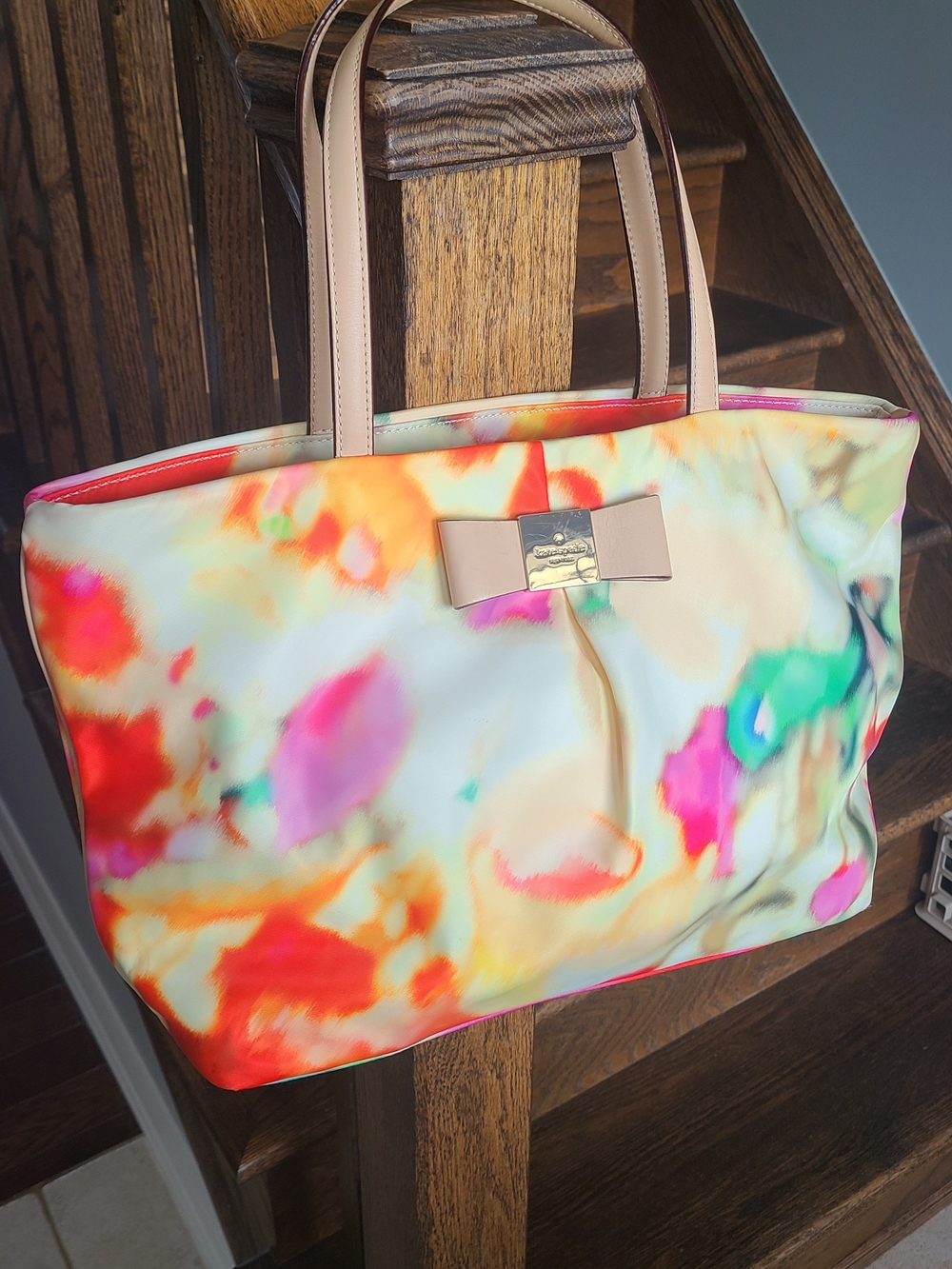 KATE SPADE Bow-Accent Floral Watercolor Tote - Multicolor